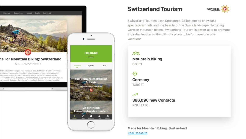 Esempio di Raccolta sponsorizzata: Switzerland Tourism﻿.