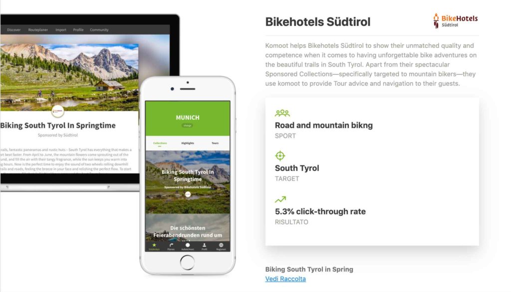 Esempio di Raccolta sponsorizzata: Bikehotels Südtirol.