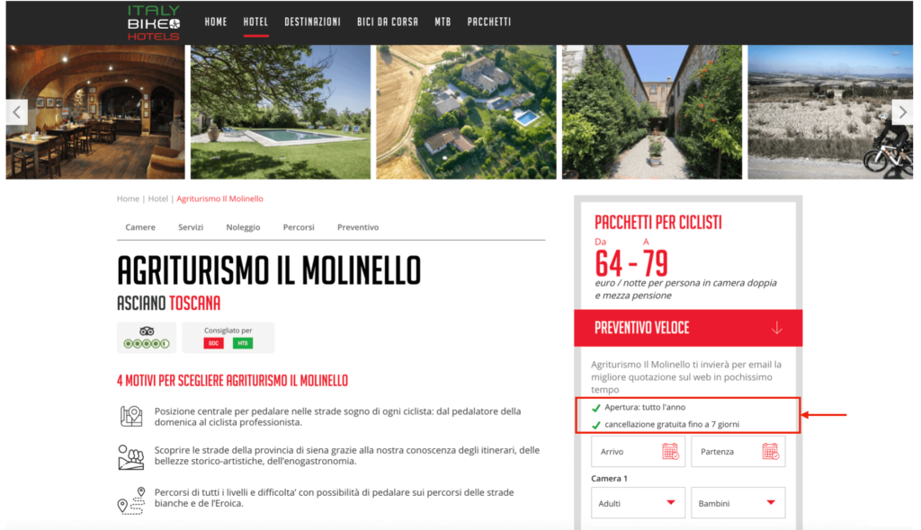 Adeguamento scheda hotel Italy Bike Hotels nella nuova normalità