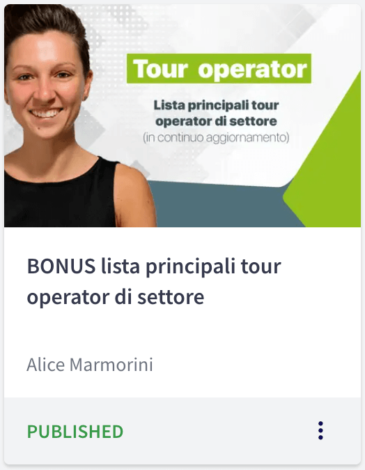 Bonus "Lista principali tour operator di settore"